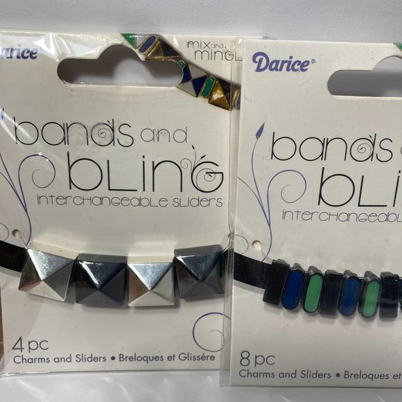 Jewelry Charm Sliders Black Blue 4 Packs Mix and Mingle Darice Bands and Bling - Picture 2 of 12